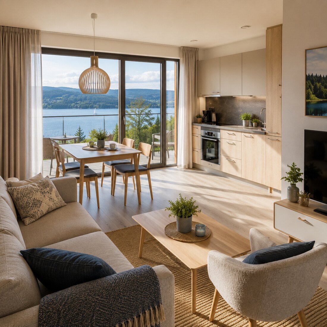 Apartmán Bříza — obývací pokoj se zahrádkou