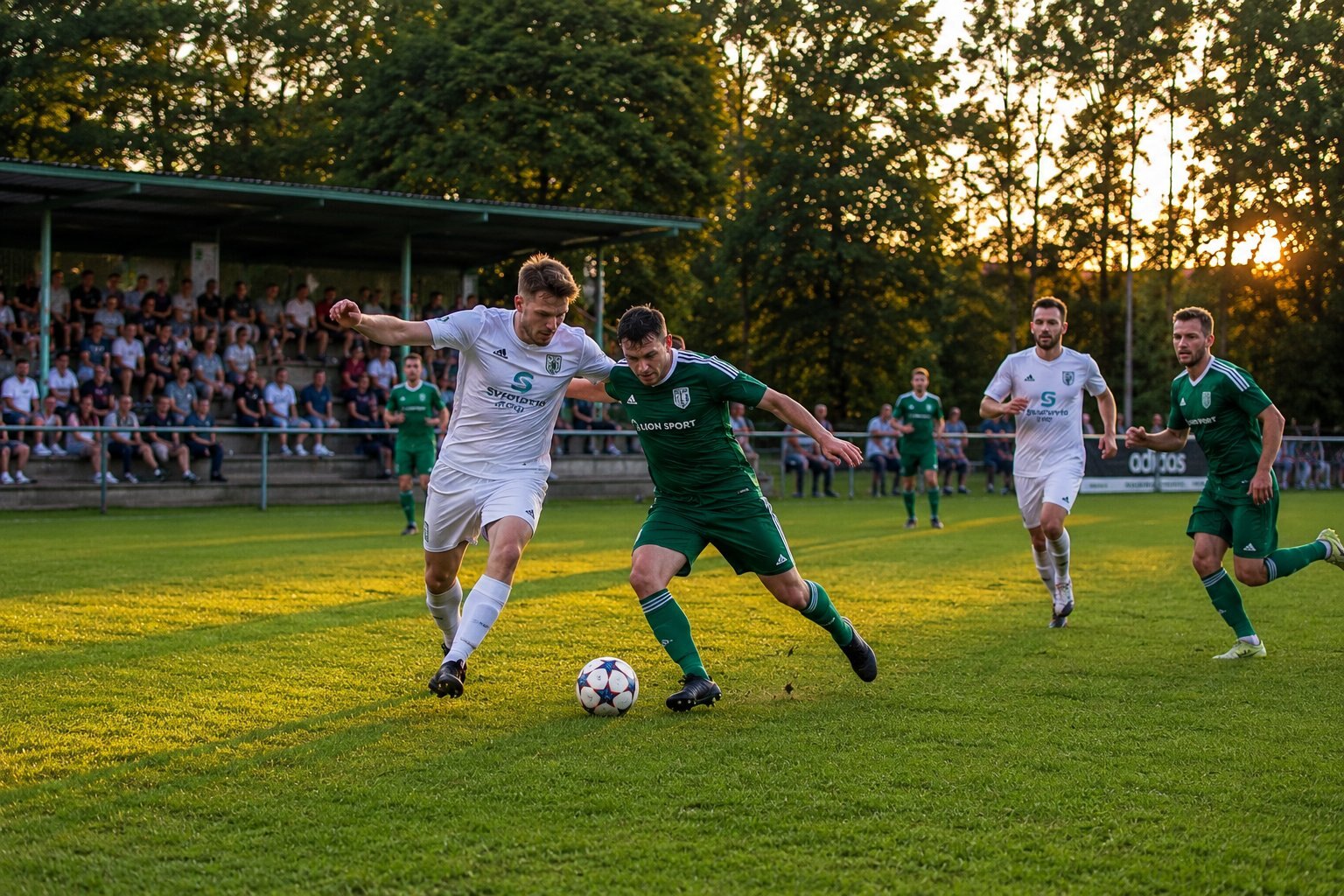 Fotbalový zápas na vesnickém hřišti ve Lhotě