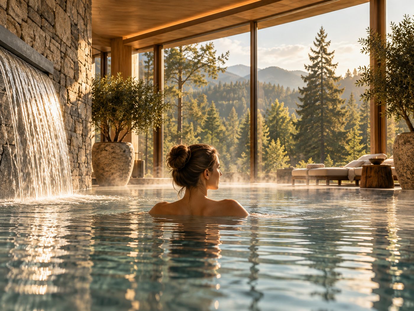 Wellness bazén s vodopádem