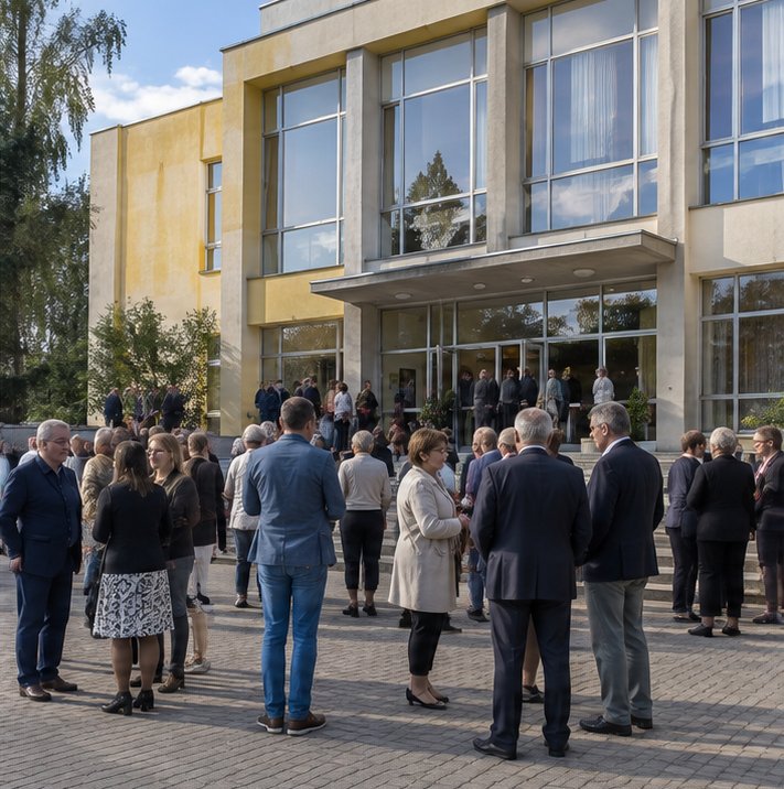 Lidé před kulturním domem