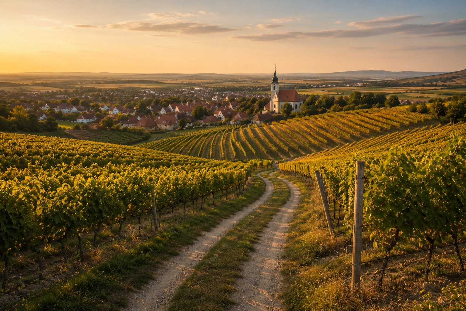 Vinice na svazích Staré Hory nad obcí Vinohrádky