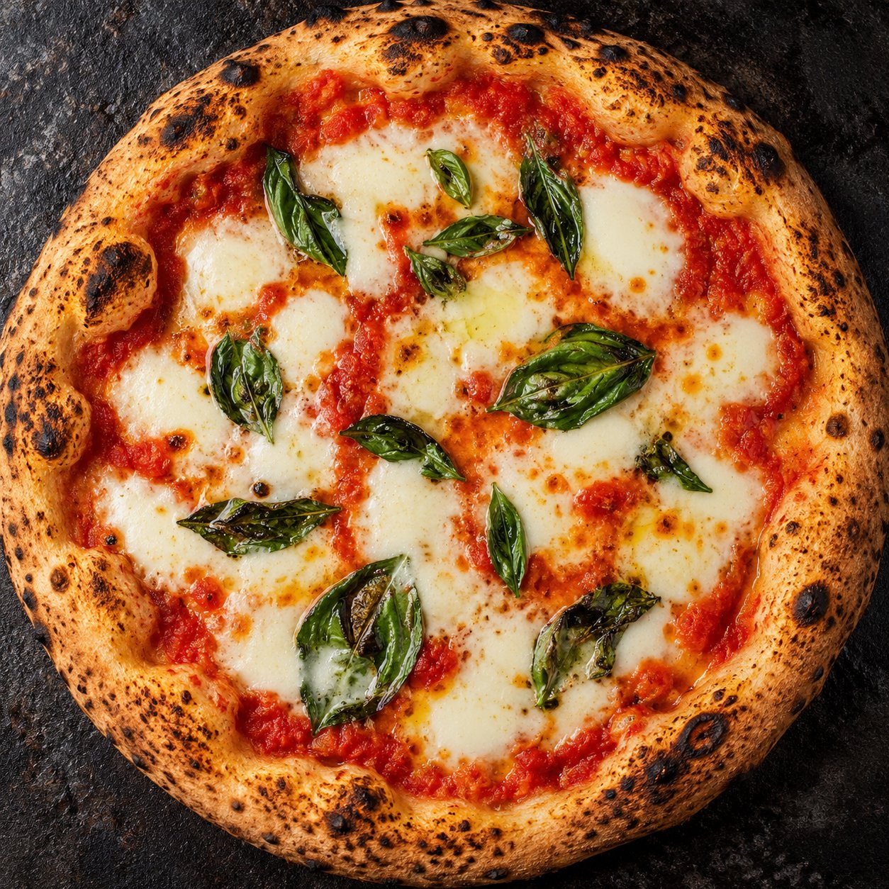 Neapolská pizza Margherita shora