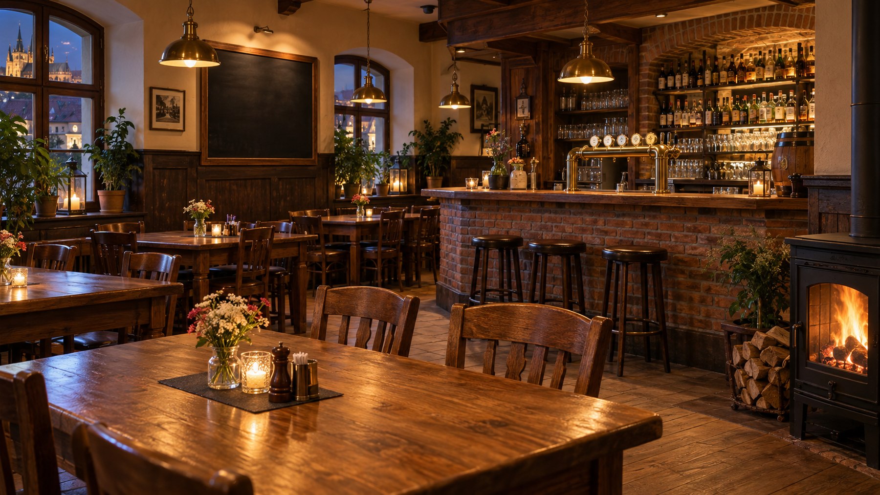 Interiér restaurace U Lva
