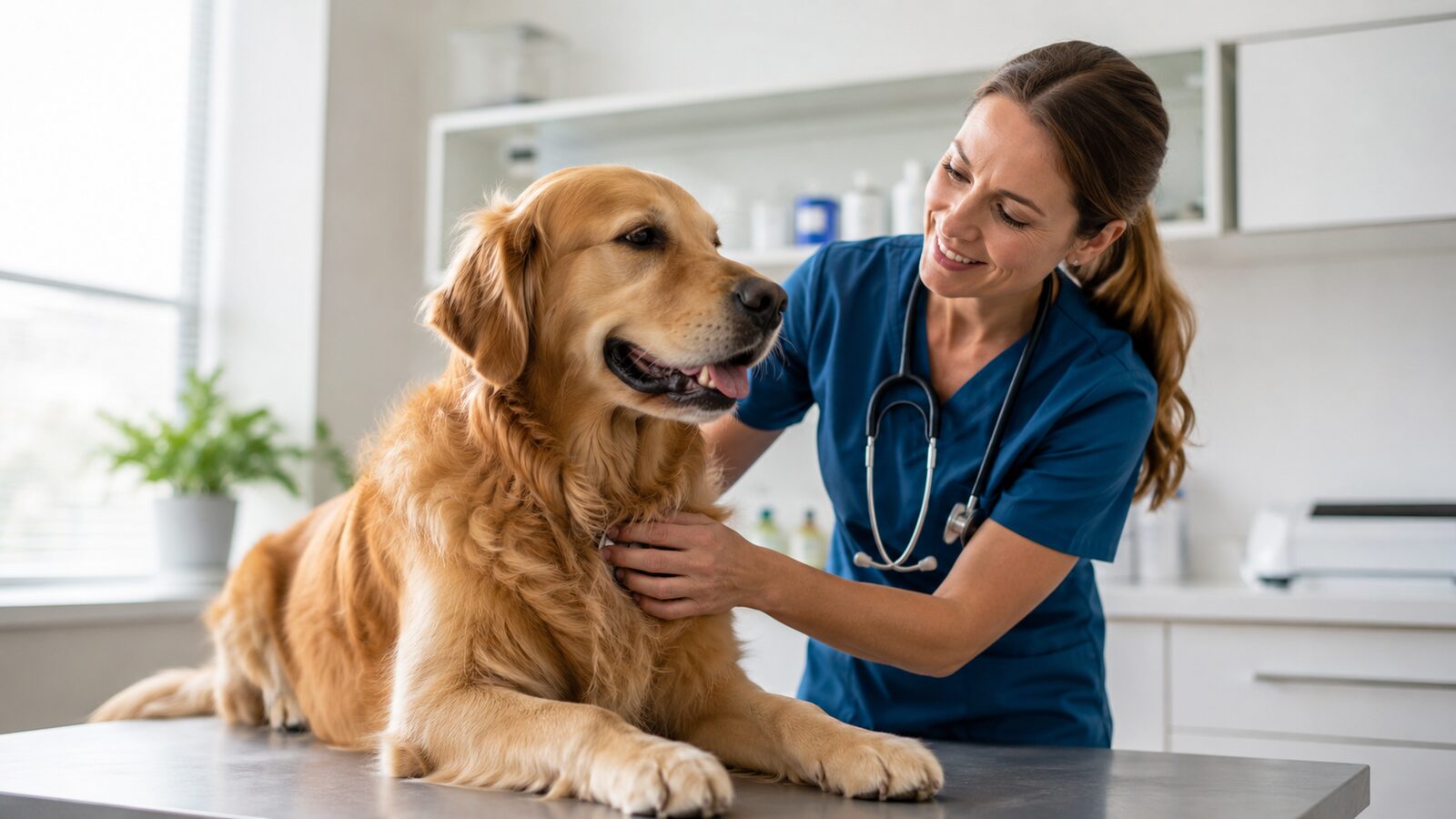Veterinářka vyšetřuje psa