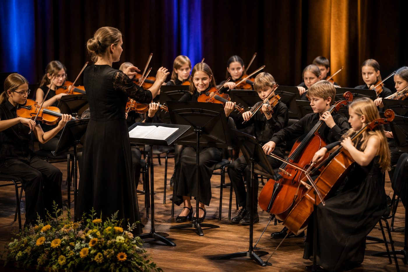 Žáci ZUŠ Harmonie při koncertu