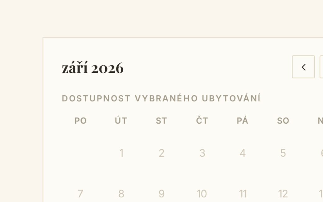 Rezervační kalendář s obsazeností