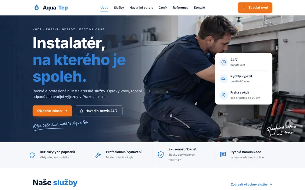 AquaTep — havarijní instalatér s objednávkou zásahu