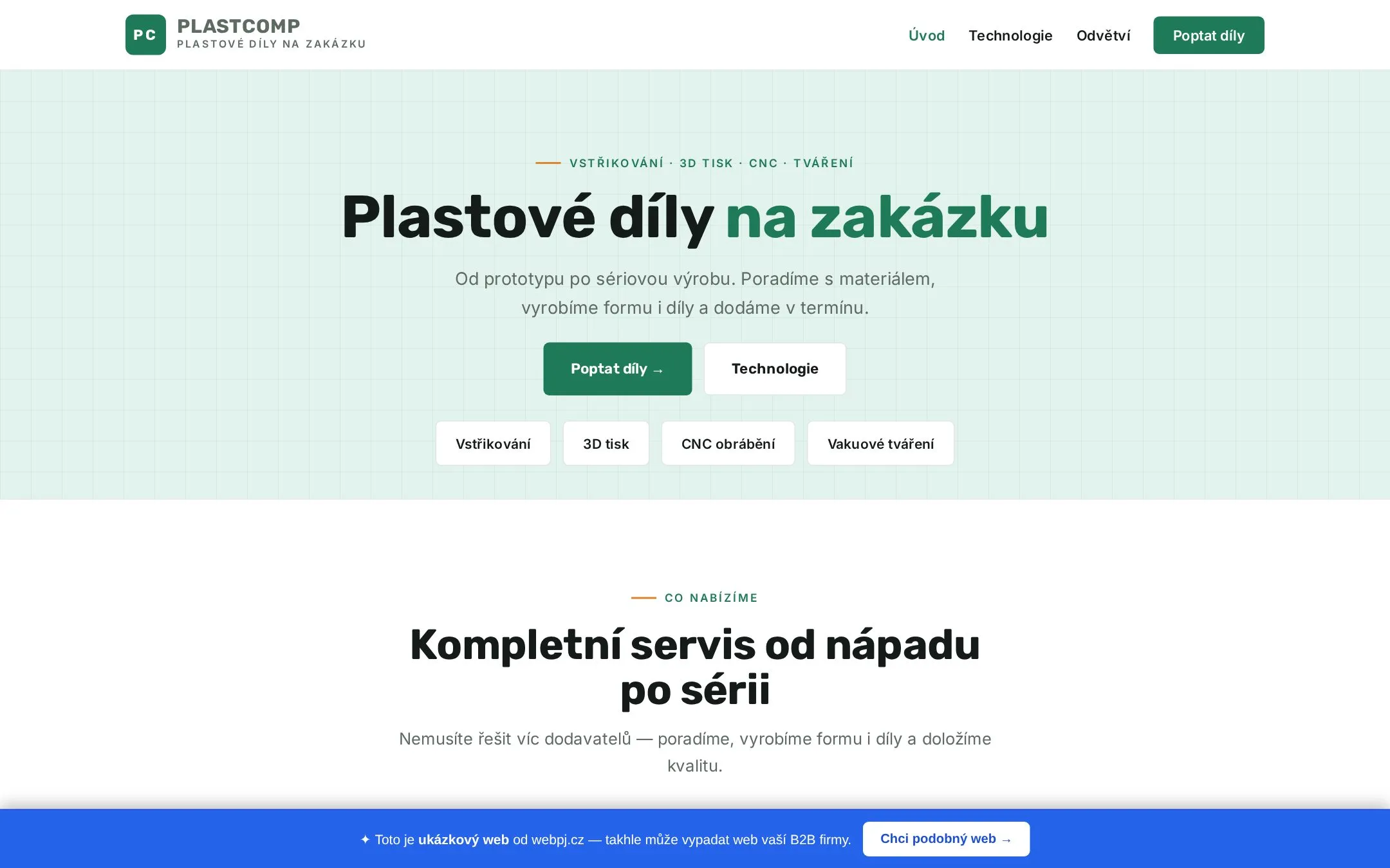 Web pro dodavatele / výrobu komponent