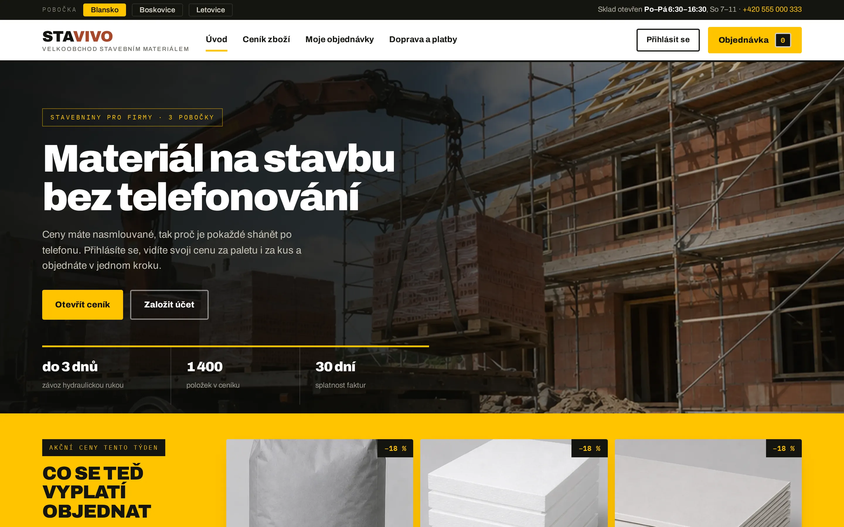 B2B e-shop stavebnin