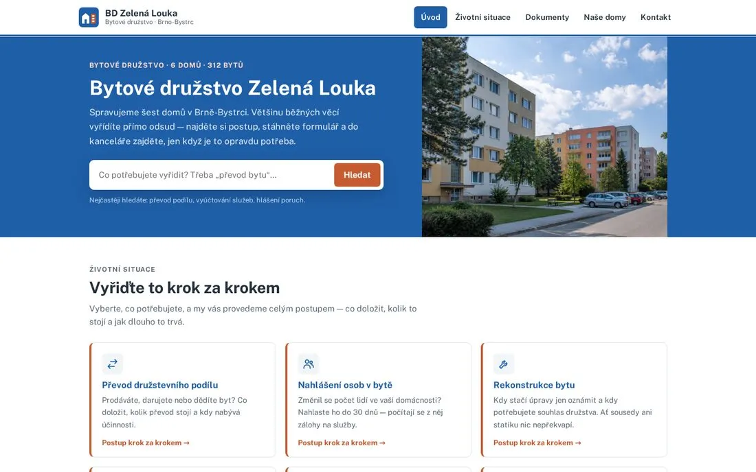 BD Zelená Louka — bytové družstvo