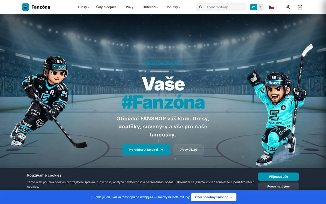 Ukázka: Fanshop pro sportovní klub