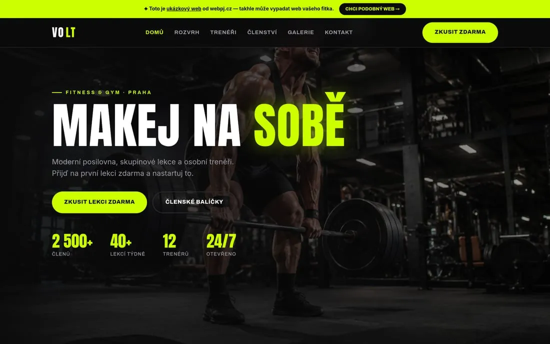 Ukázka: Weby pro fitness a studia