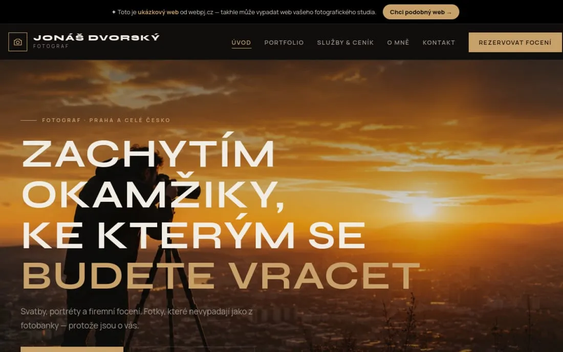 Ukázka: Vícestránkový web pro fotografa