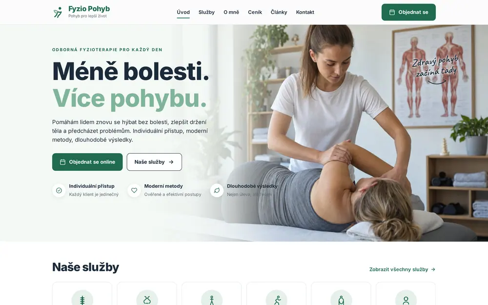 Fyzio Pohyb — samostatná fyzioterapeutka s online objednáním
