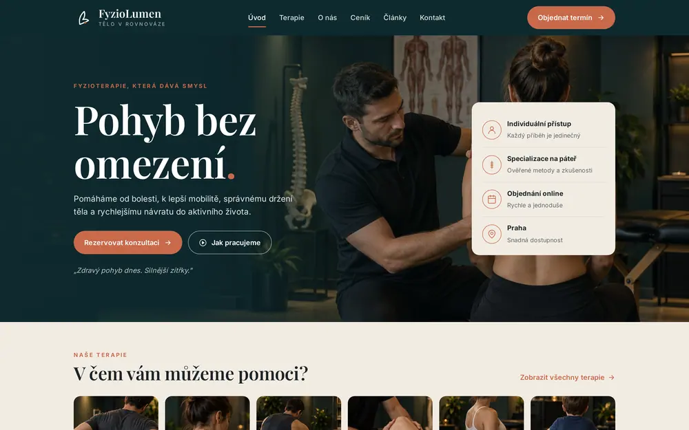 Ukázka: Weby pro fyzioterapii
