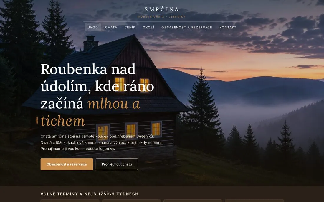 Ukázka: Weby pro ubytování