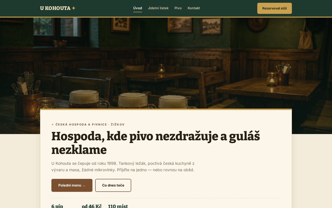 U KOHOUTA — hospoda a pivnice