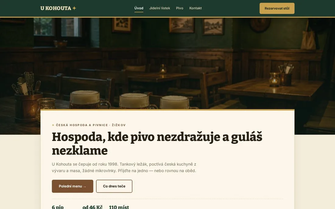 U KOHOUTA — hospoda a pivnice