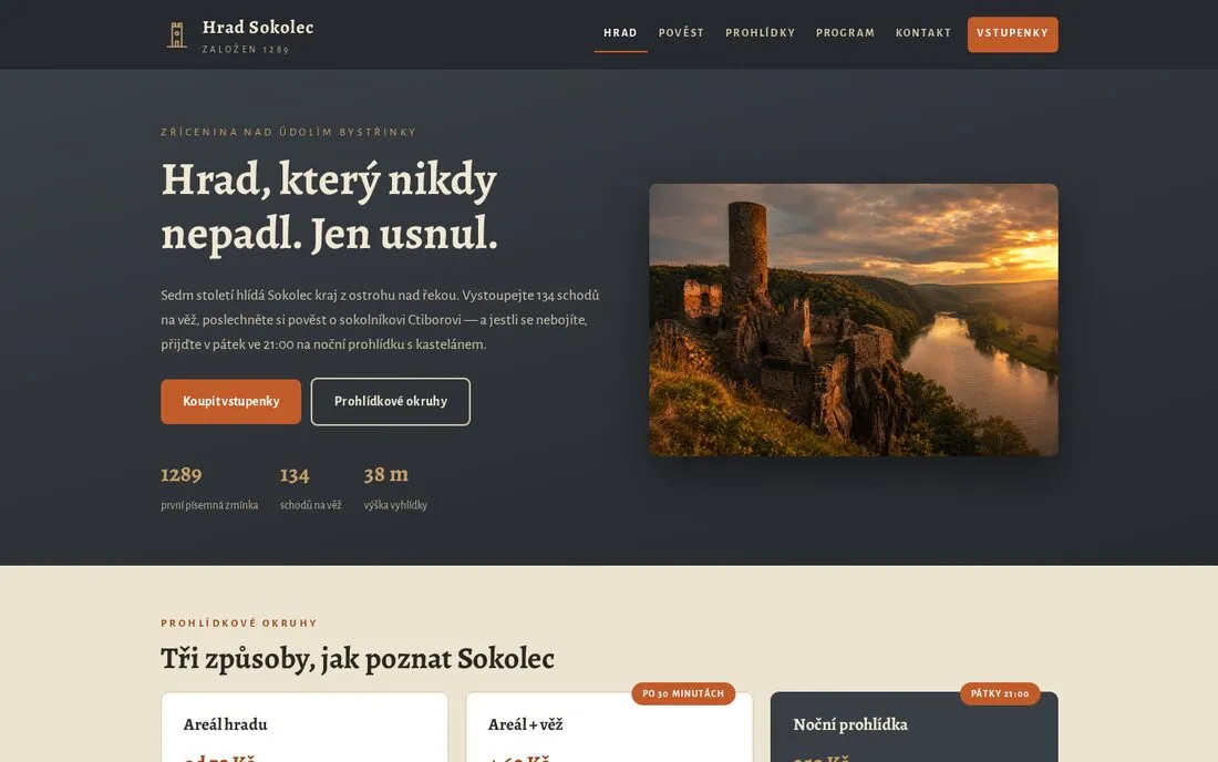 Hrad Sokolec — zřícenina s věží