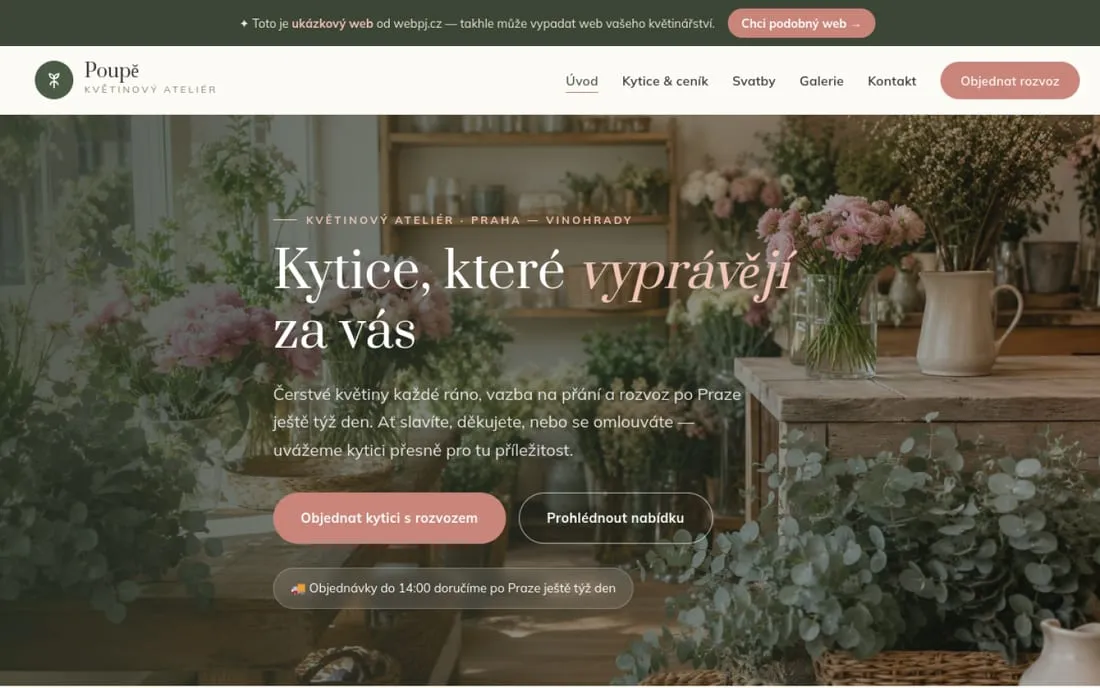 Ukázka: Vícestránkový web pro květinářství