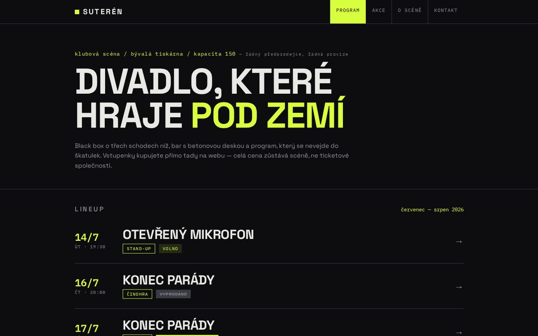 SUTERÉN — klubová scéna