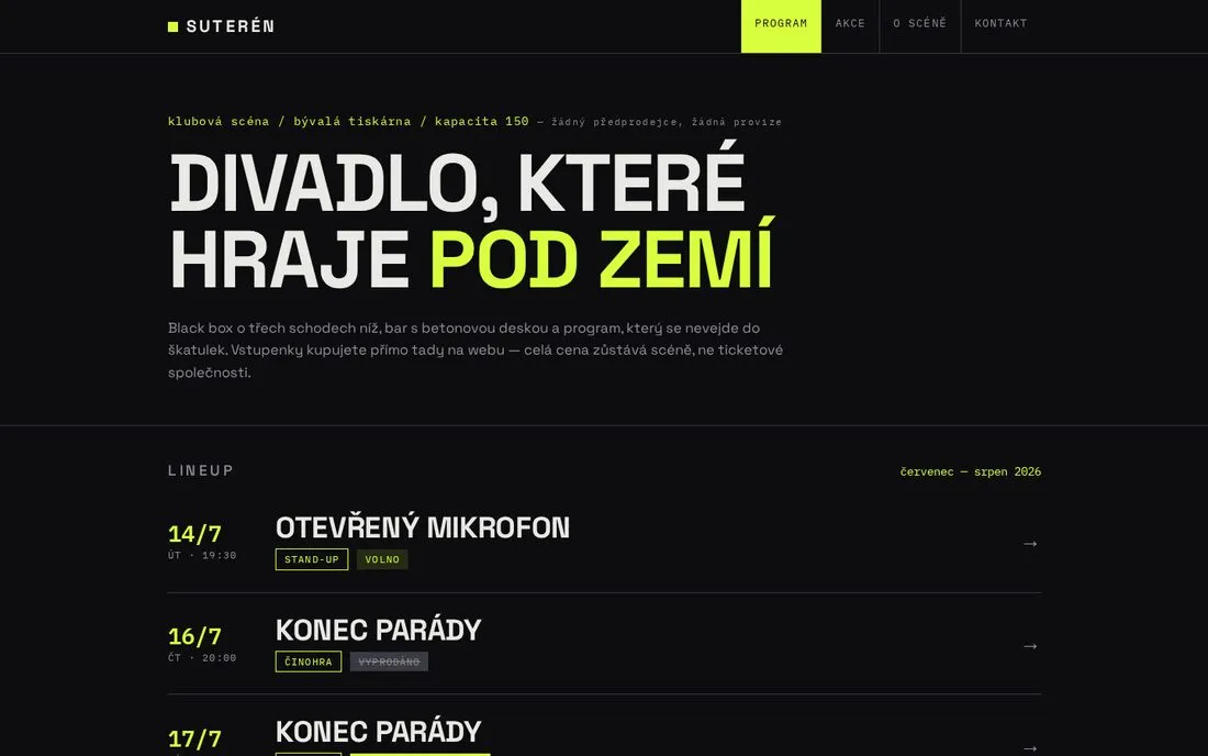 SUTERÉN — klubová scéna