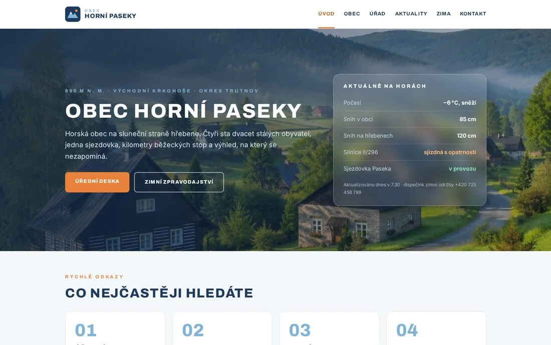 Obec Horní Paseky — horská obec