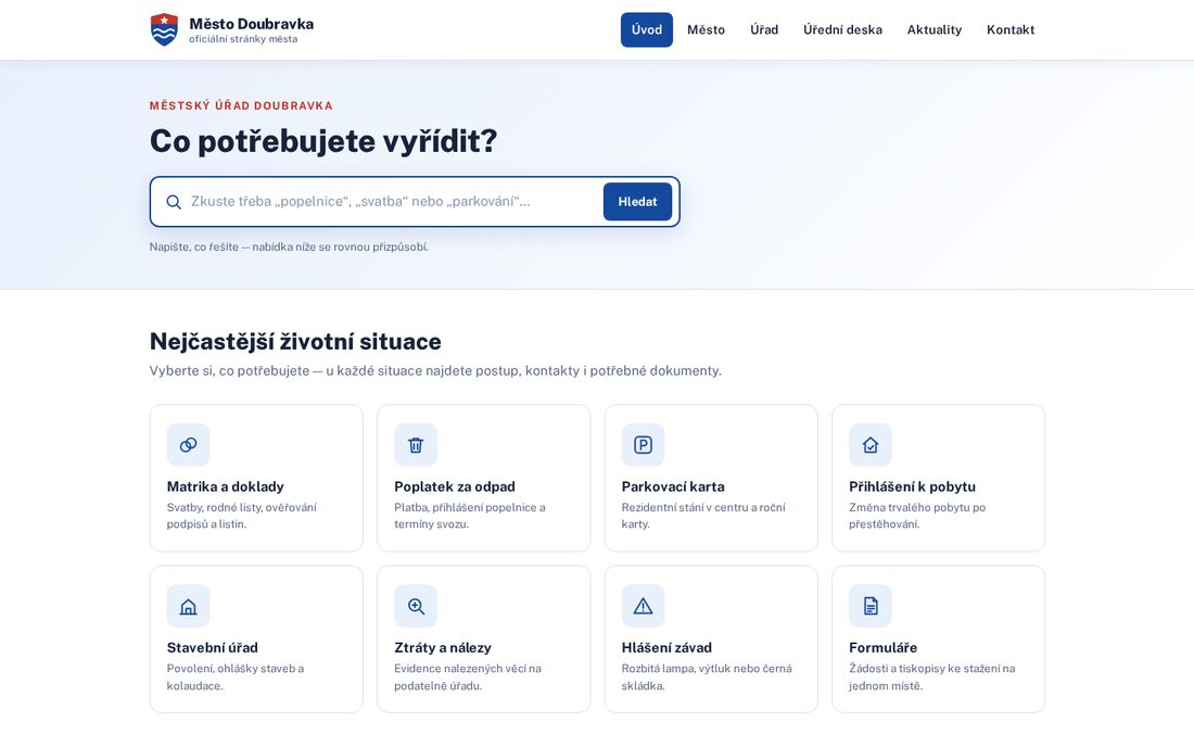Město Doubravka — portál malého města