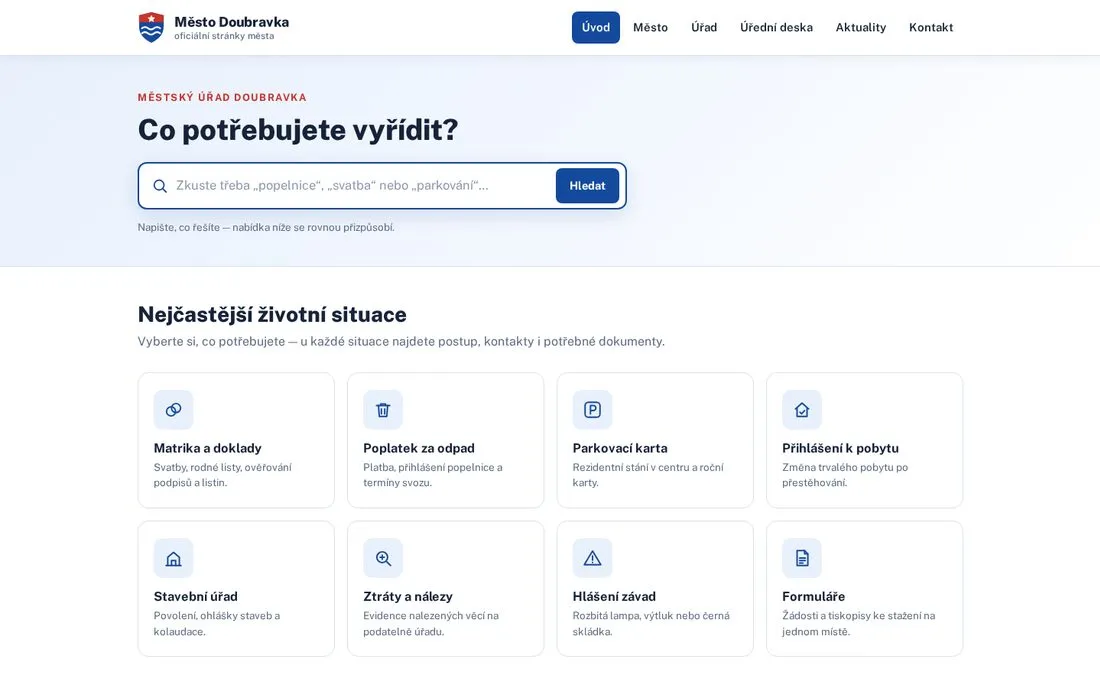 Město Doubravka — portál malého města
