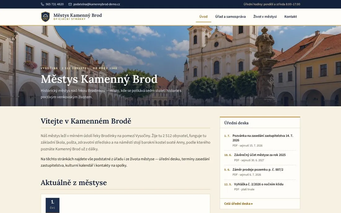 Městys Kamenný Brod — důstojný & tradiční