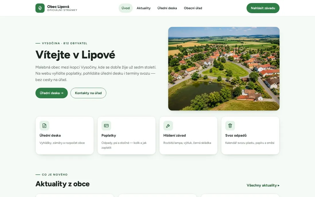 Obec Lipová — moderní & svěží