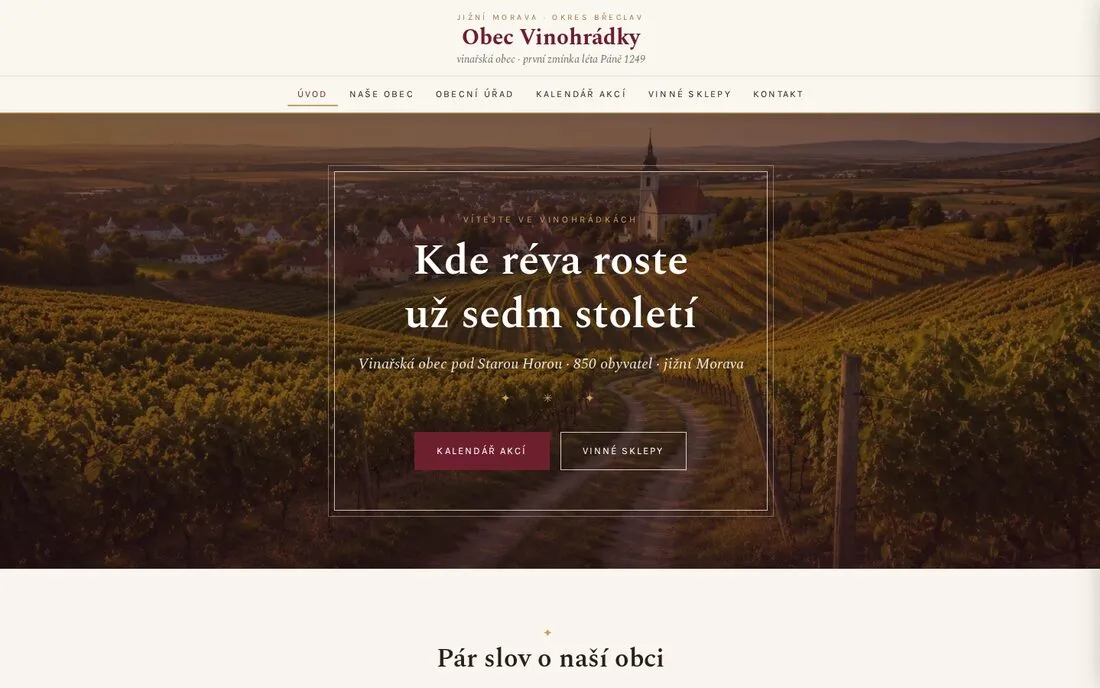 Obec Vinohrádky — vinařská obec