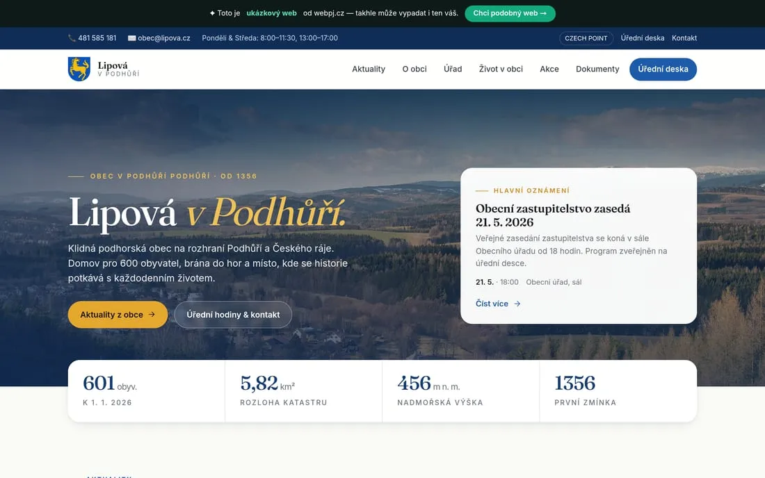 Ukázka: Weby pro obce a města