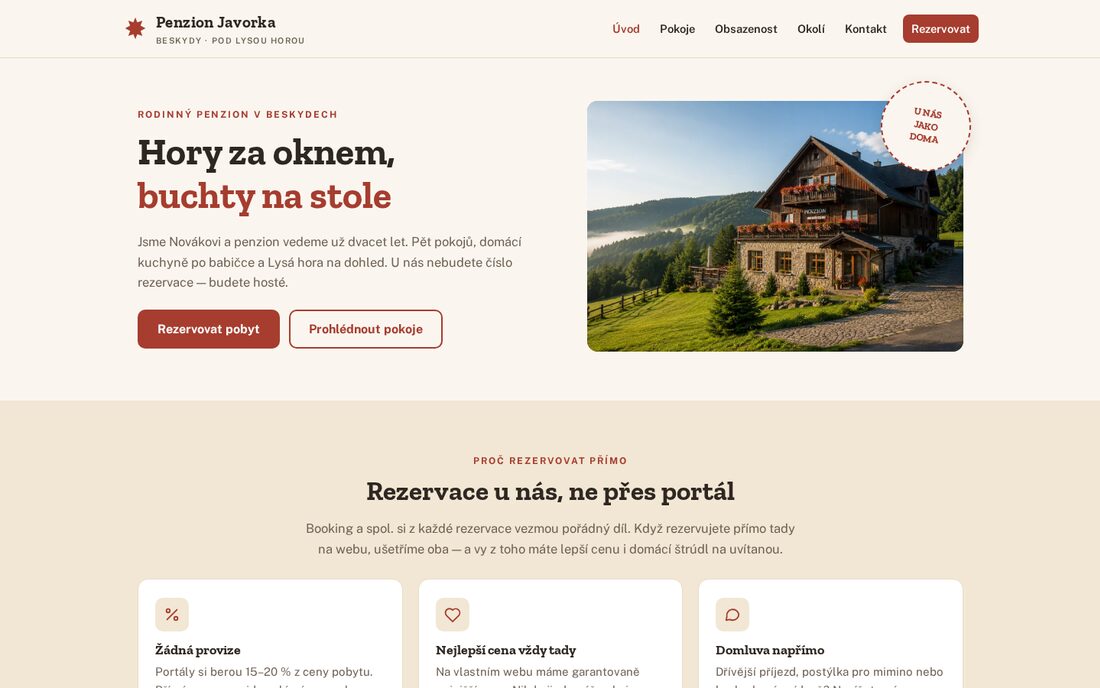 Penzion JAVORKA — rodinný penzion