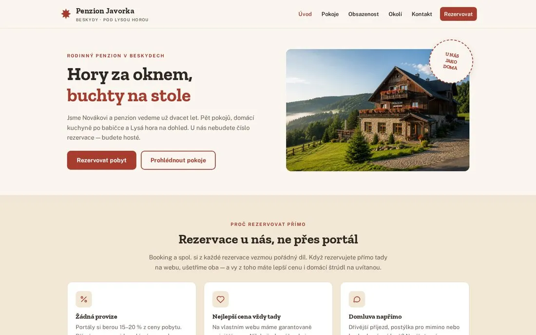 Penzion JAVORKA — rodinný penzion