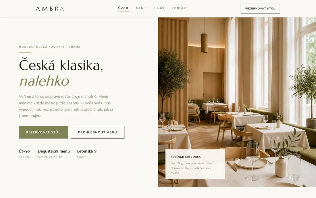 AMBRA — moderní česká kuchyně