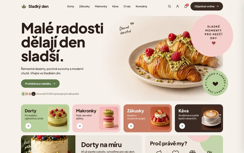Ukázka: Weby pro cukrárnu
