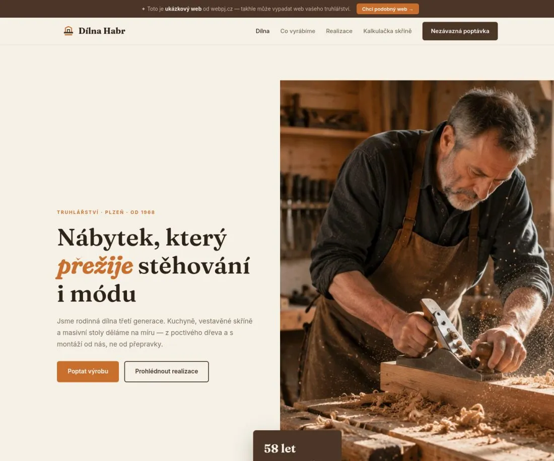 Ukázka: Weby pro truhlářství