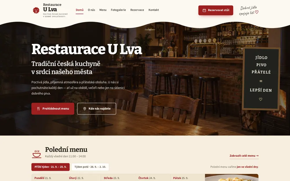 Ukázka: Weby pro restaurace a bistra