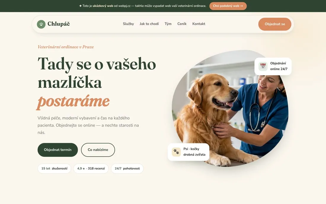 Ukázka: Web pro veterinární ordinaci