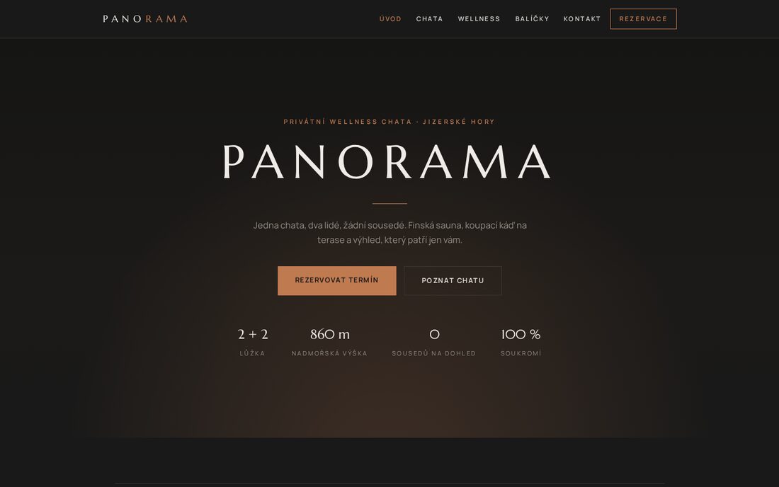 Chata PANORAMA — wellness pro páry