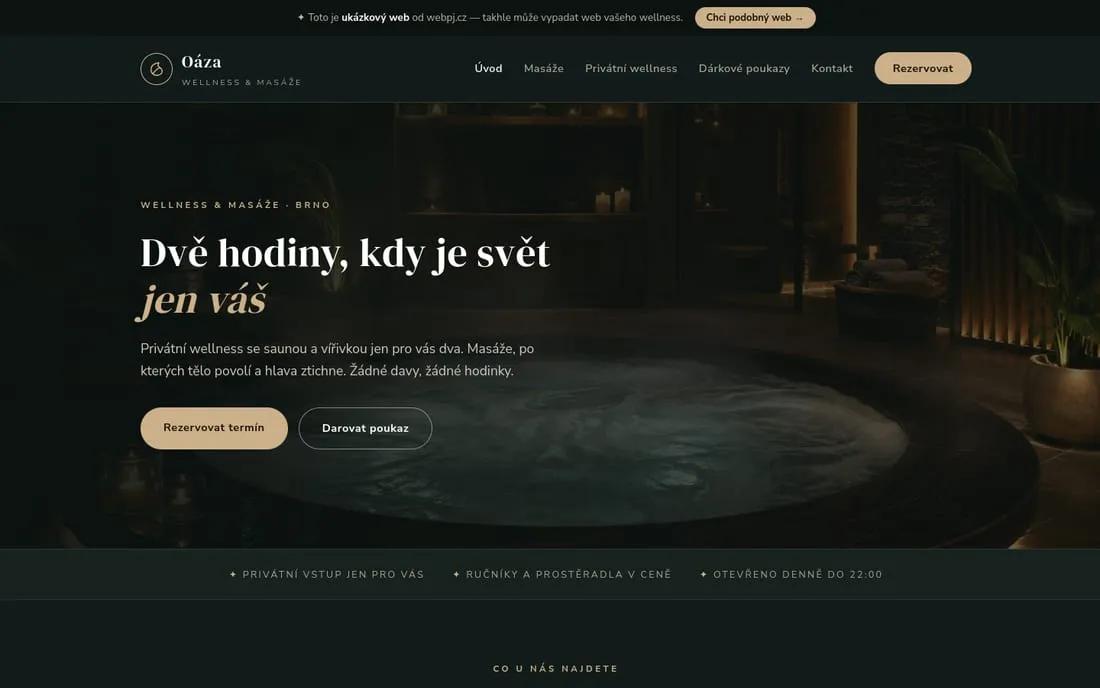 Ukázka: Web pro masáže a wellness