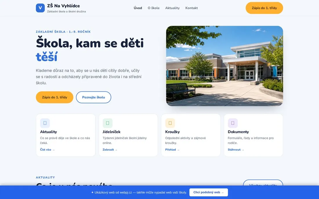 Ukázka: Weby pro školy
