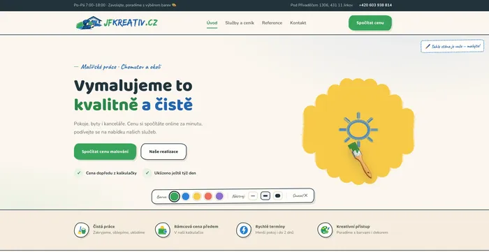 JFKreativ.cz – malířské práce s online kalkulačkou