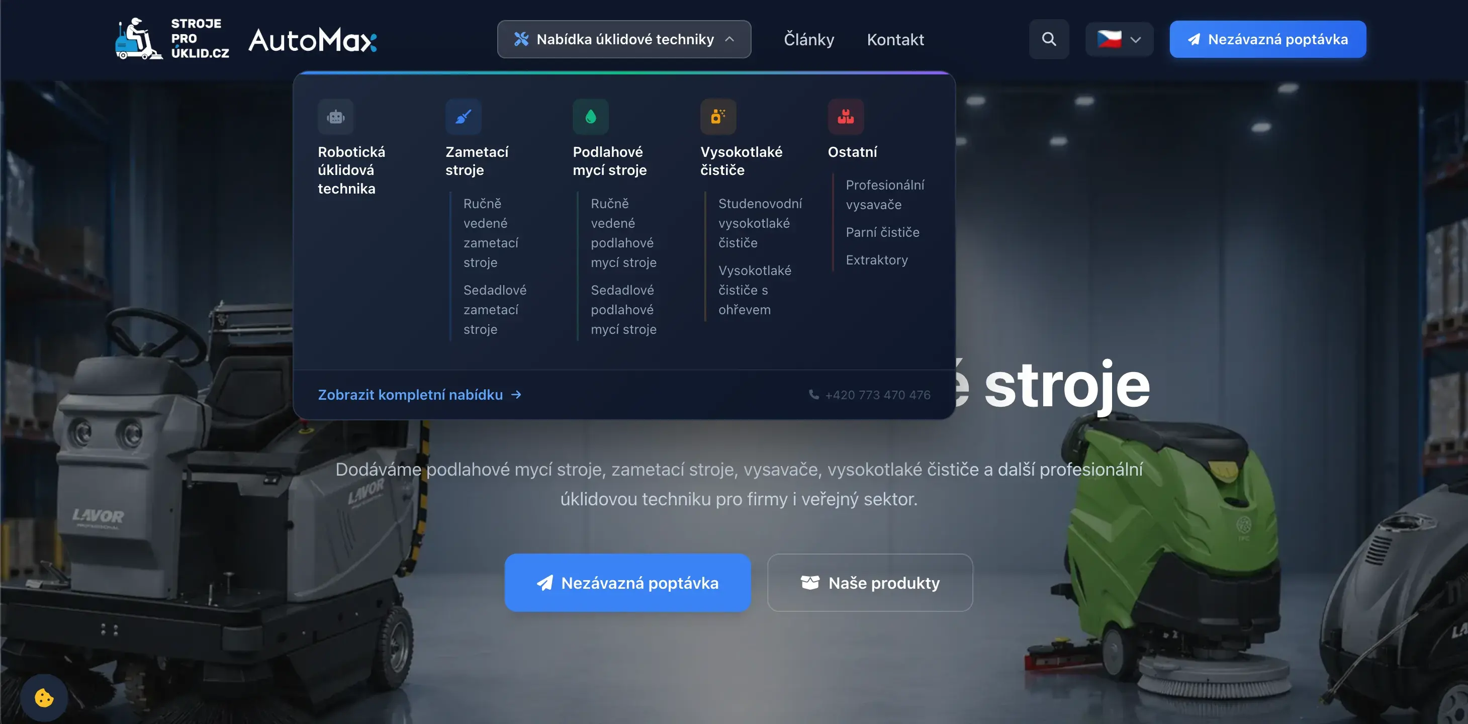 StrojeProÚklid.cz – web, který rozjel novou divizi — ukázka 2
