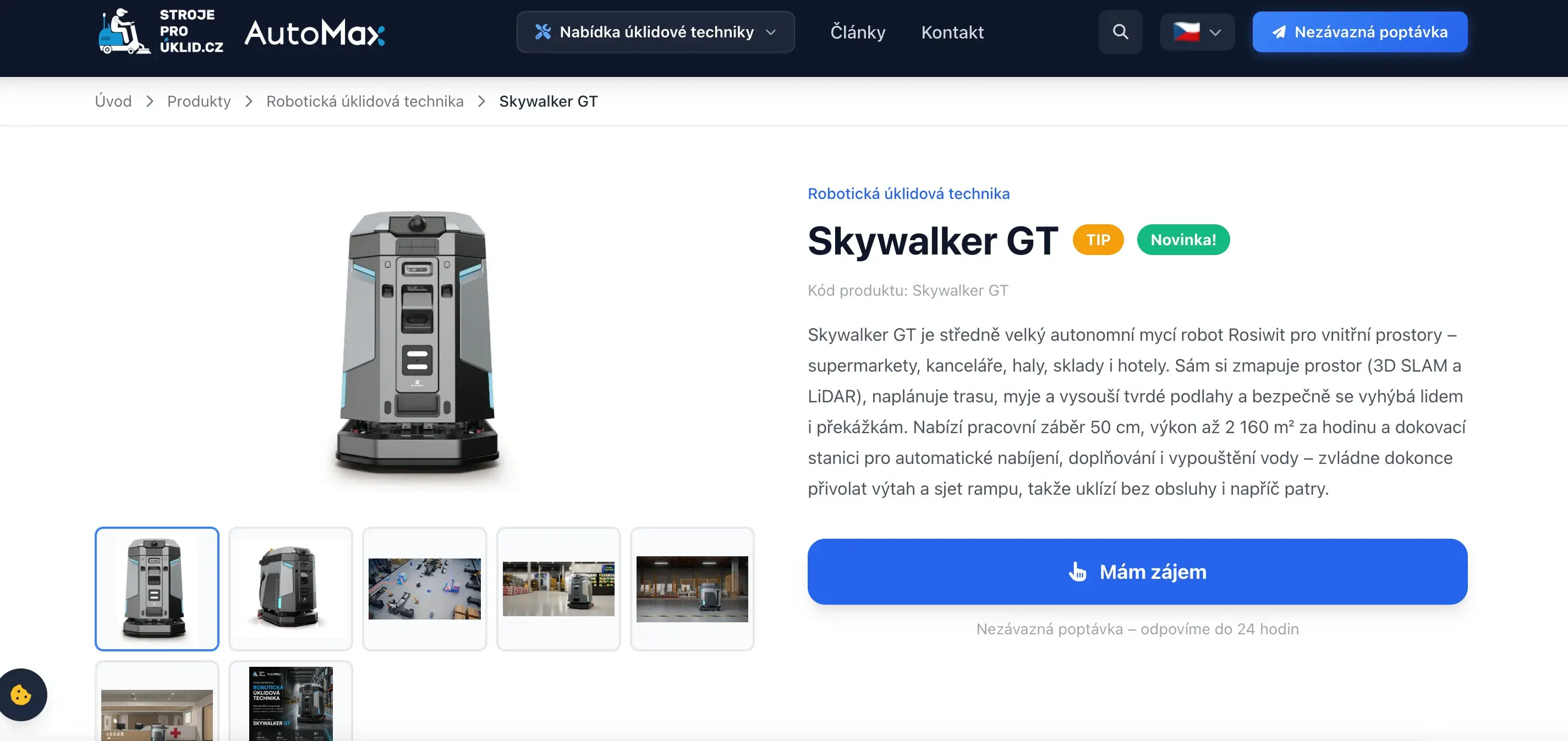 StrojeProÚklid.cz – web, který rozjel novou divizi — ukázka 4