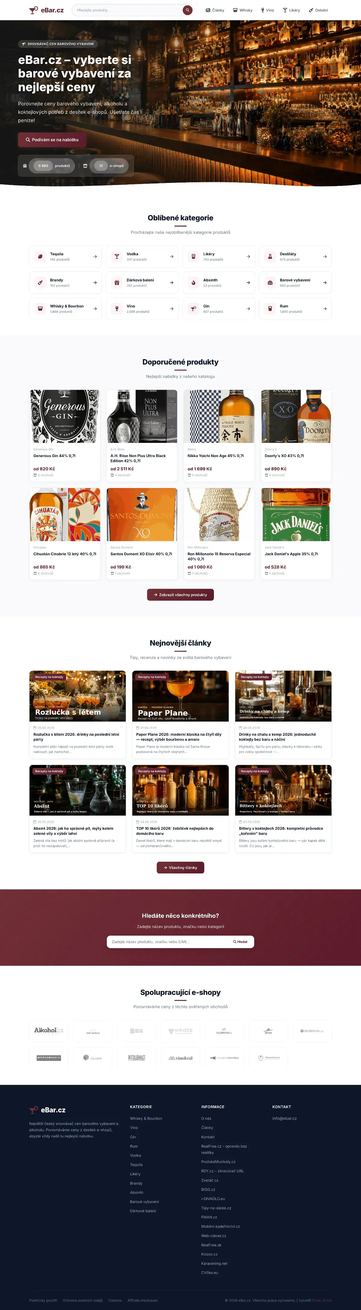eBar.cz - Srovnávač cen alkoholu a barového vybavení — ukázka 1