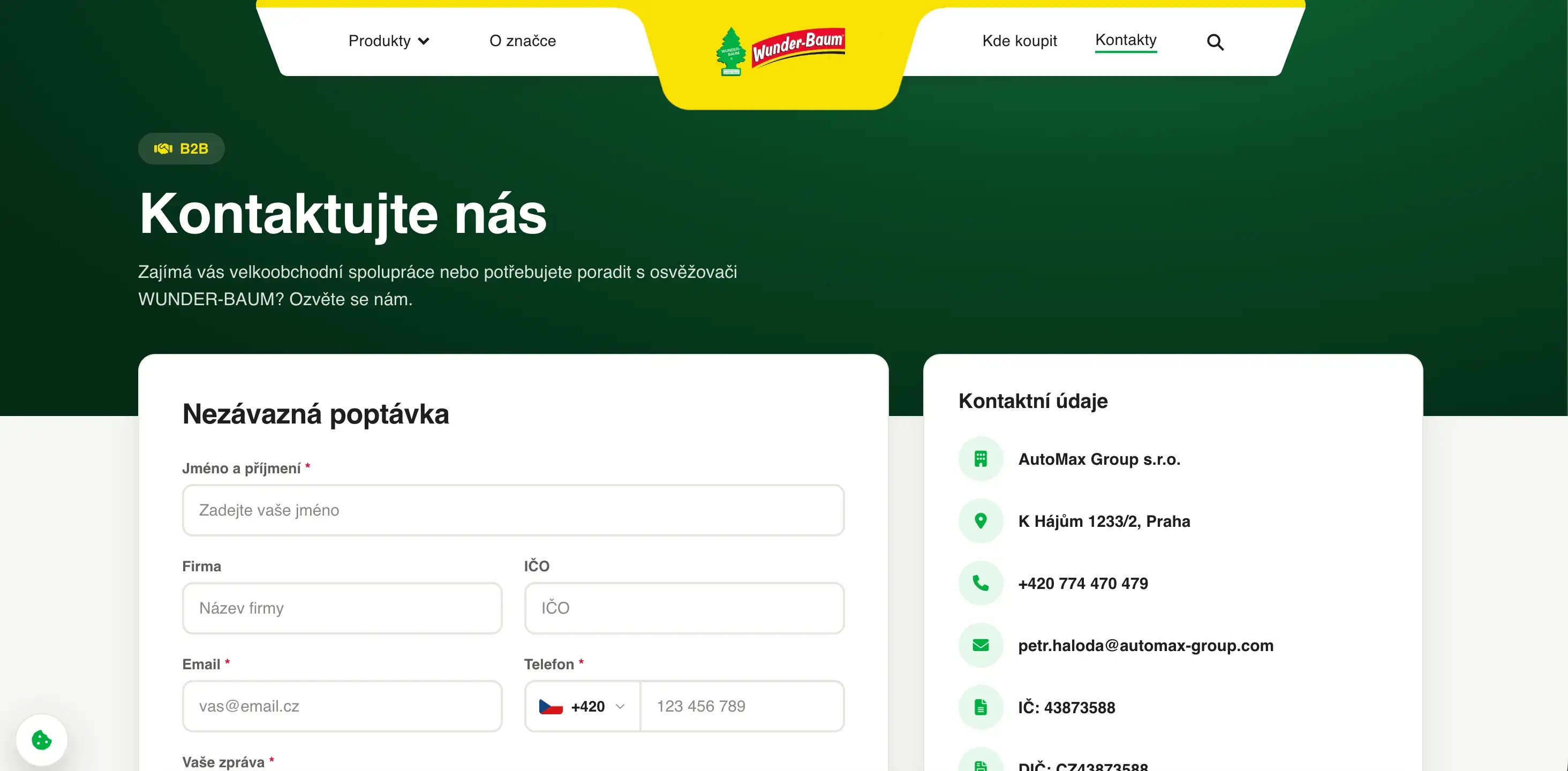 WUNDER-BAUM – weby pro světoznámou značku v ČR a na Slovensku — ukázka 6