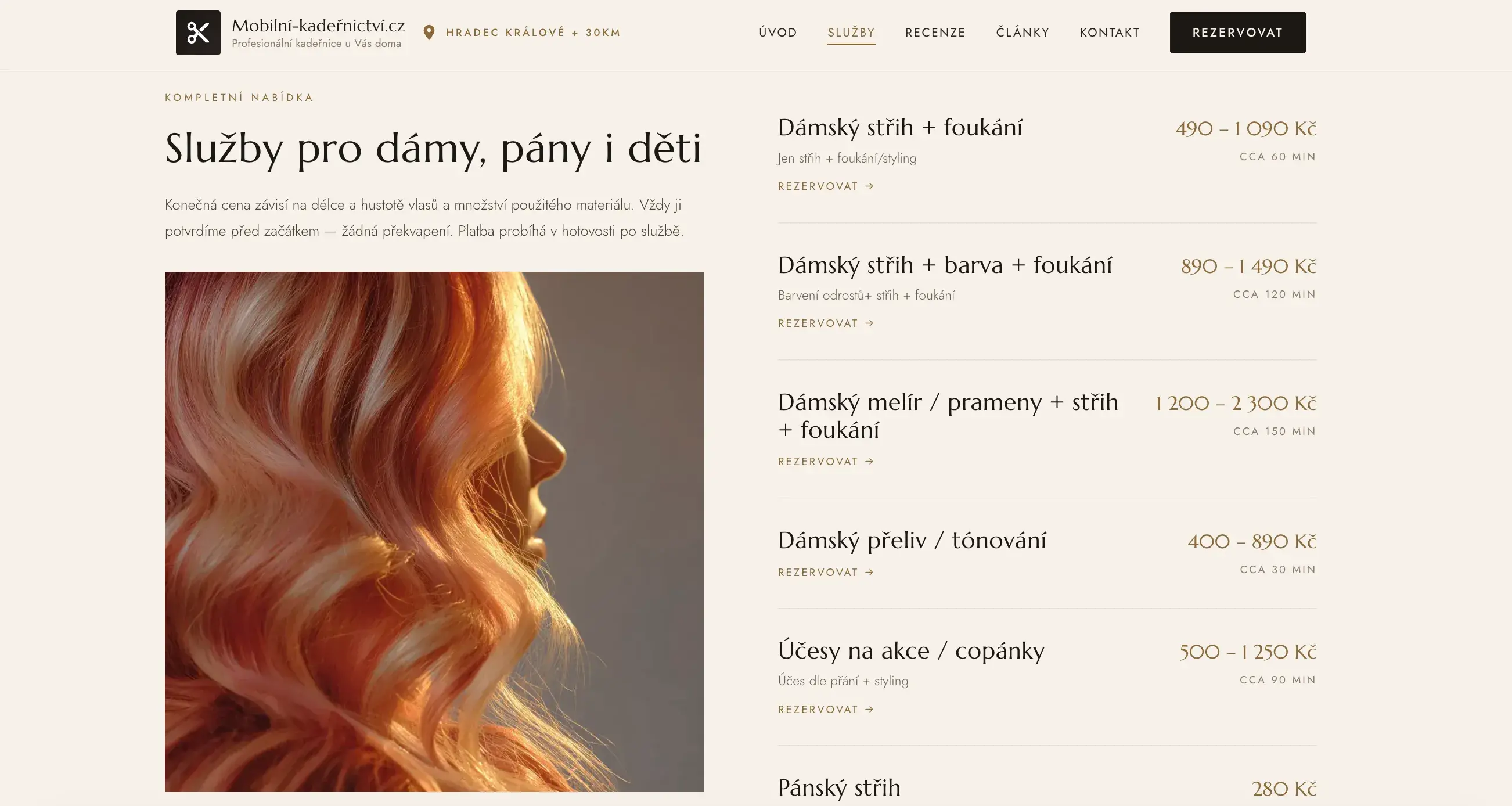 Mobilní kadeřnictví HK — ukázka 2