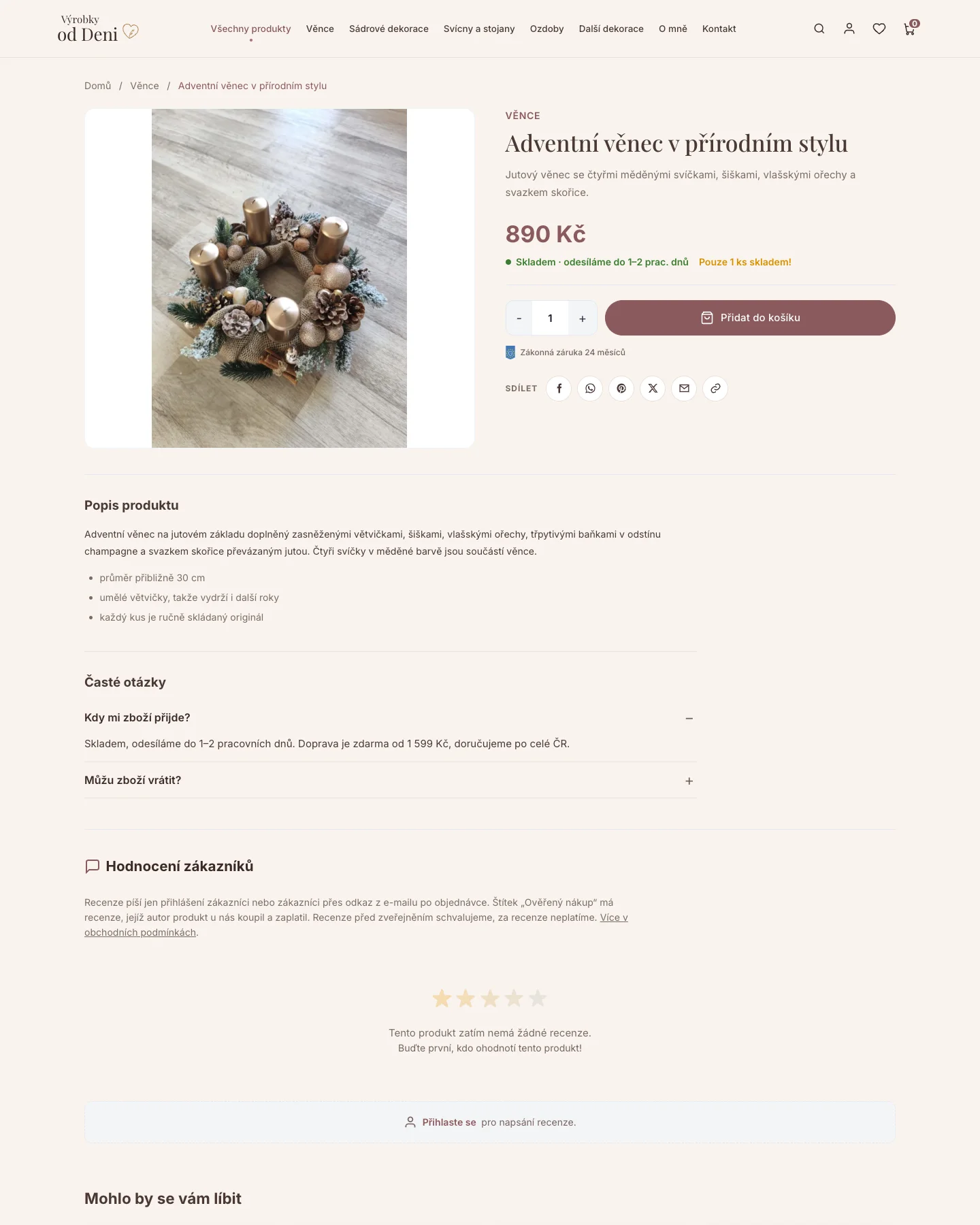 Výrobky od Deni – e-shop s ručně dělanými věnci a dekoracemi — ukázka 3